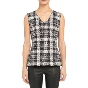 Theory Sculpted Tweed Peplum Top Sz L